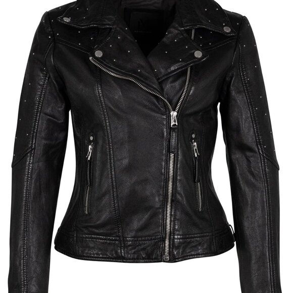 Maurituis Black Leather Jacket Moon and Stars - Picture 3 of 8